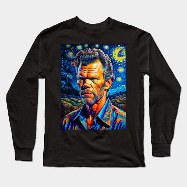 Randy Travis in starry night Long Sleeve T-Shirt by FUN GOGH